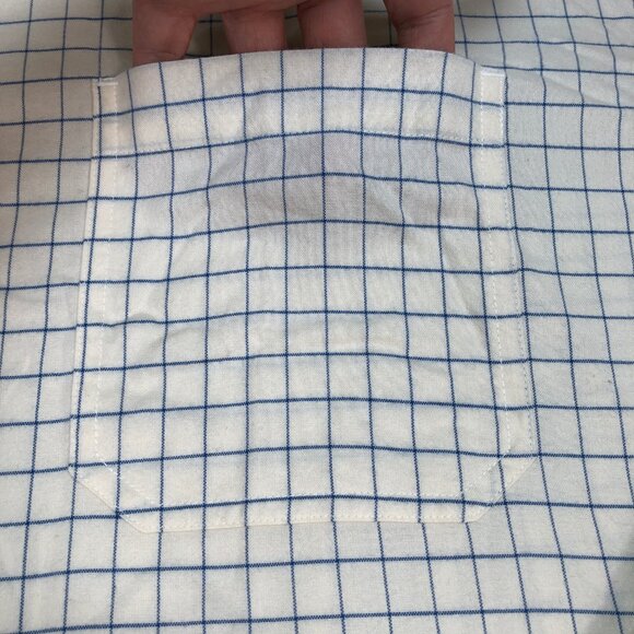 L.L Bean Shirt Men's 3XLT Off-White Windowpane Plaid Flannel Wrinkle Free Tall - Picture 7 of 15